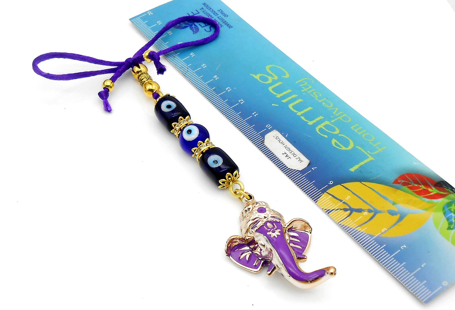 Ganesha | Evil Eye Protection | Car Rearview Mirror Ornament | Good Luck | Happiness | Good Fortune | Success | Prosperity | Spirituality
