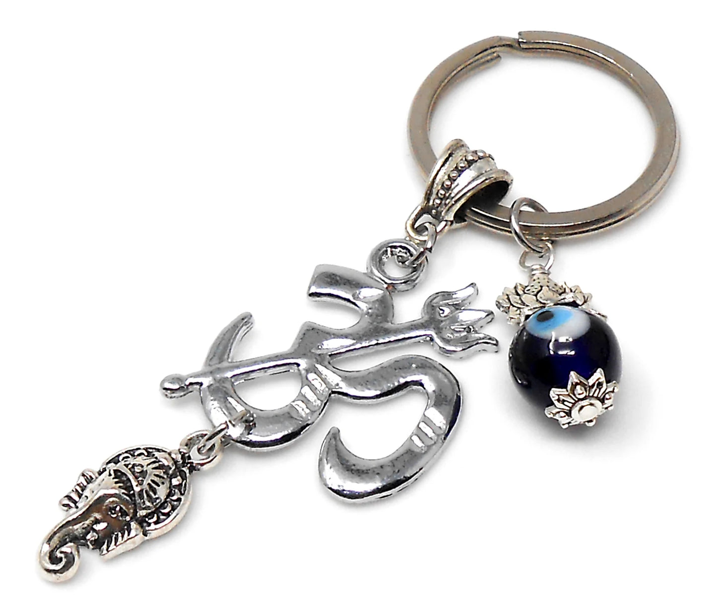 Evil Eye Protection Lord Ganesha & OM Key Ring/ Key Chain For Car, Office, Business, Work Place and Sweet Home-Negative Energies Protection