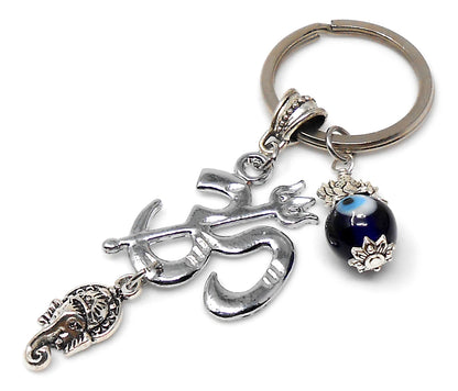 Evil Eye Protection Lord Ganesha & OM Key Ring/ Key Chain For Car, Office, Business, Work Place and Sweet Home-Negative Energies Protection