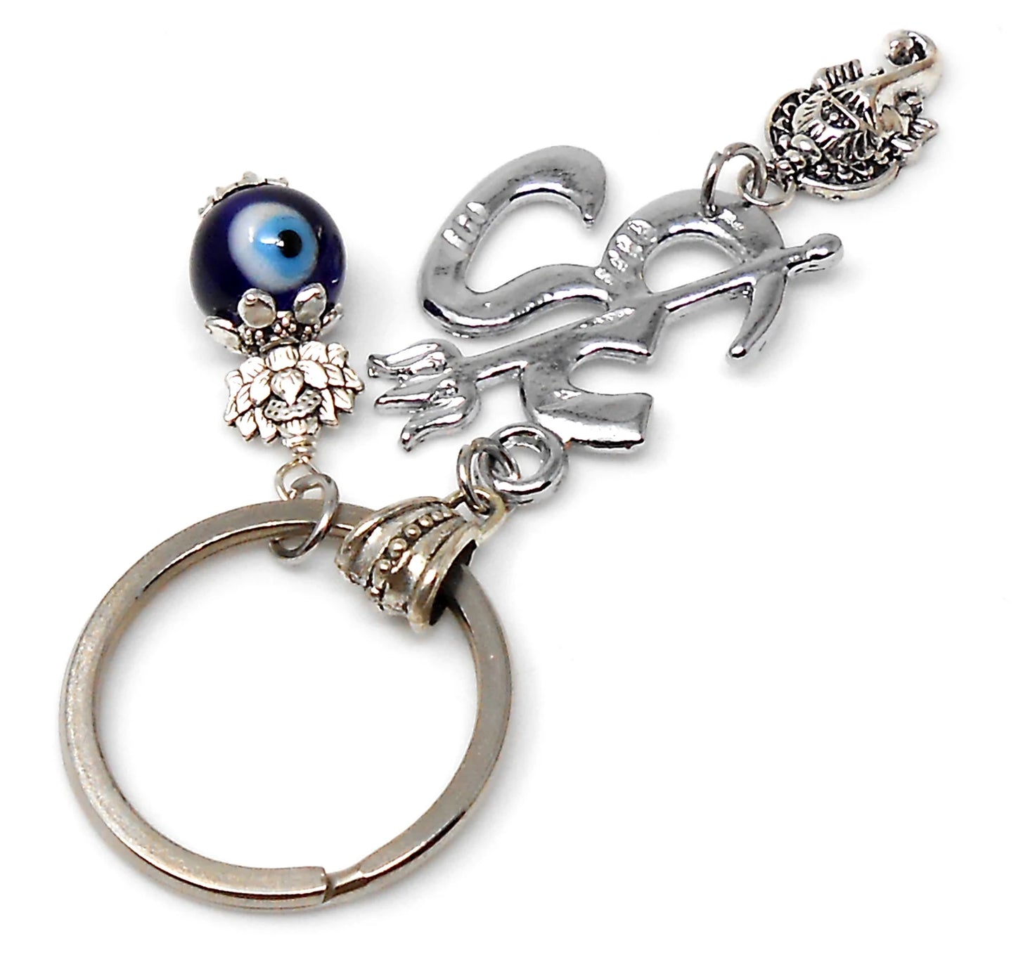 Evil Eye Protection Lord Ganesha & OM Key Ring/ Key Chain For Car, Office, Business, Work Place and Sweet Home-Negative Energies Protection
