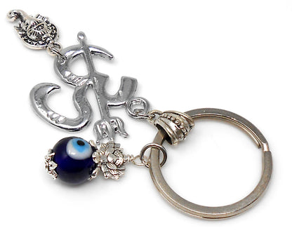 Evil Eye Protection Lord Ganesha & OM Key Ring/ Key Chain For Car, Office, Business, Work Place and Sweet Home-Negative Energies Protection