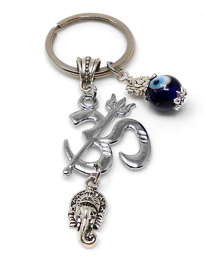 Evil Eye Protection Lord Ganesha & OM Key Ring/ Key Chain For Car, Office, Business, Work Place and Sweet Home-Negative Energies Protection