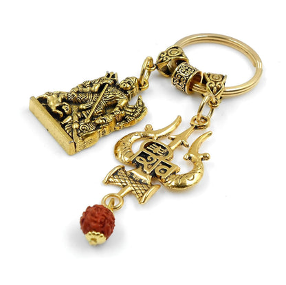 Durga, Hindu Goddess Durga & Shiva Evil Eye Protection Car Rear View Mirror Hanging-India Goddess Durga and Shiva Key Ring and Home Office