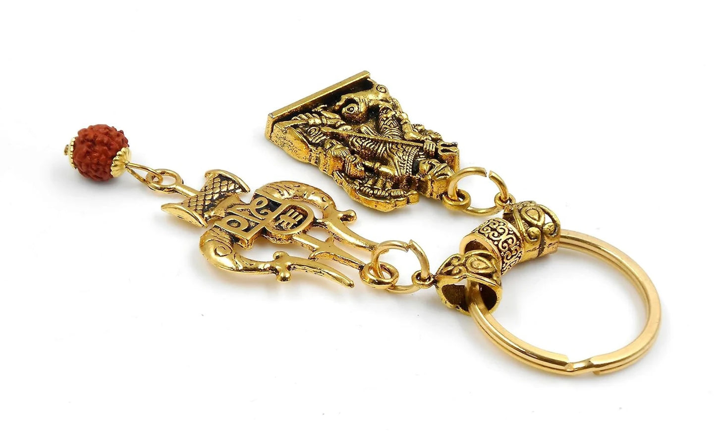 Durga, Hindu Goddess Durga & Shiva Evil Eye Protection Car Rear View Mirror Hanging-India Goddess Durga and Shiva Key Ring and Home Office