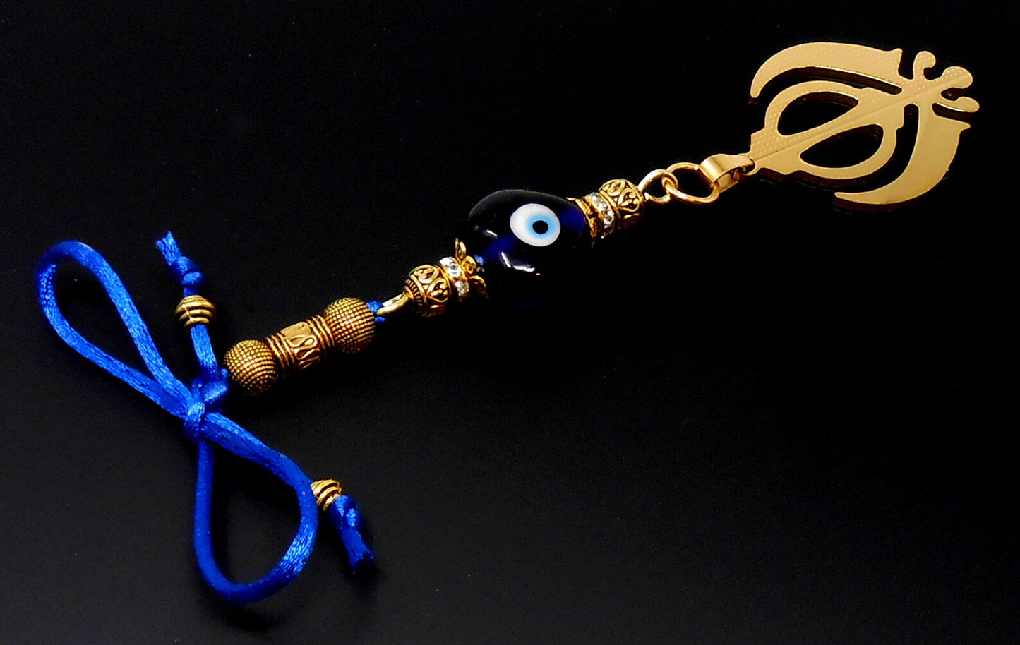 Khanda | Sikh Khanda Sahib | Evil Eye Protection Golden Car Rearview Mirror Ornament Hanging | New Car Gift