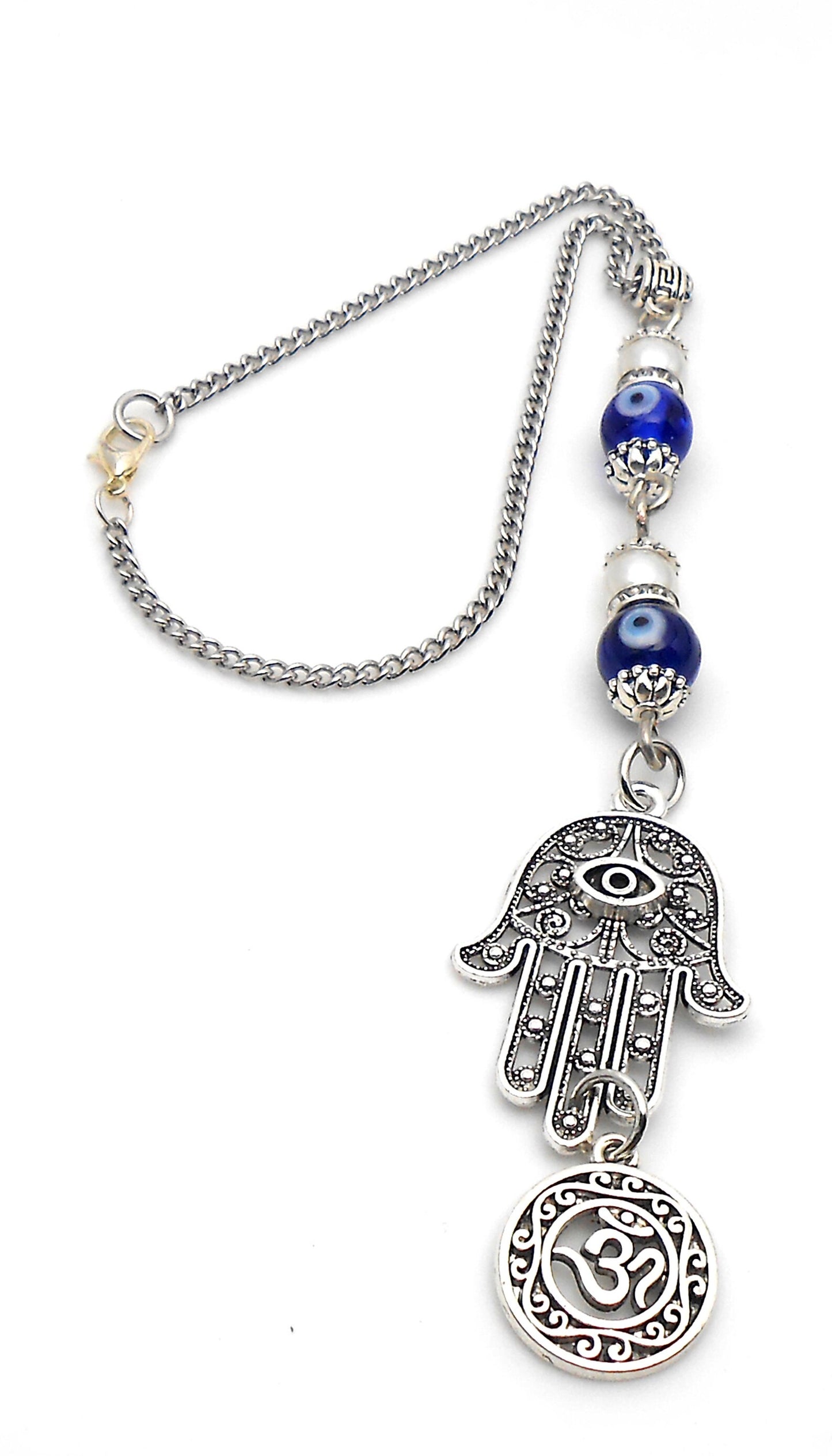 Evil Eye, Hamsa Hand & OM Pendant Evil Eye Protection Car Rear View Mirror Hanging, Hamsa Jewerely, Good Luck Car Decor, Travel Safe Gift