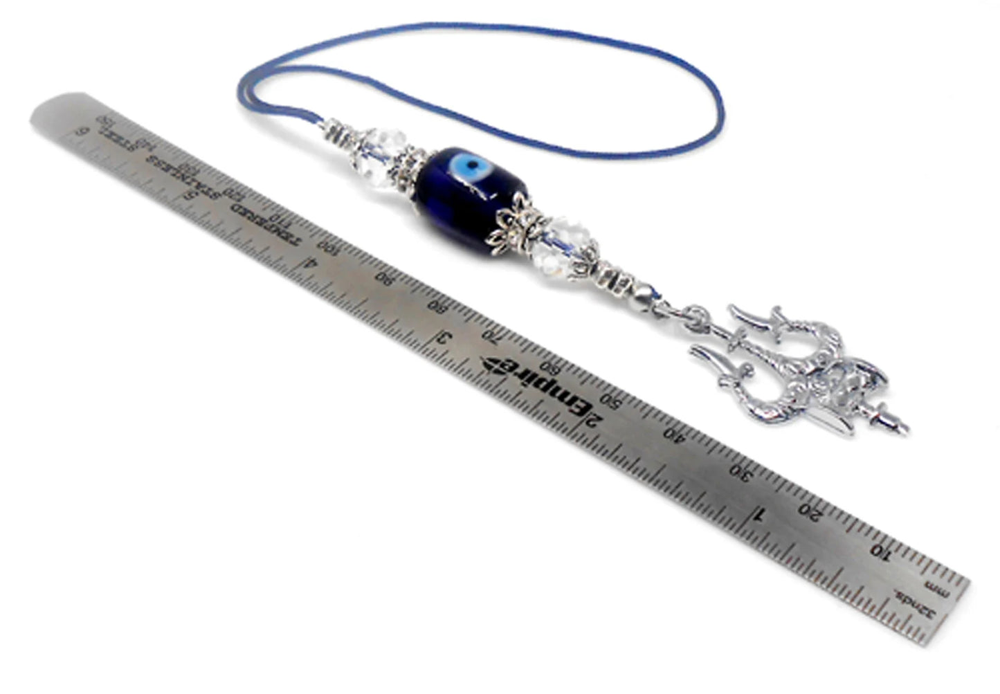 Lord Shiva Trishul Damroo & Rudraksha Evil Eye Hanging-Lord Shiva Trishul-Mahadev Trishul Pendant-Fabulous Antique Silver Door Knob Hanging