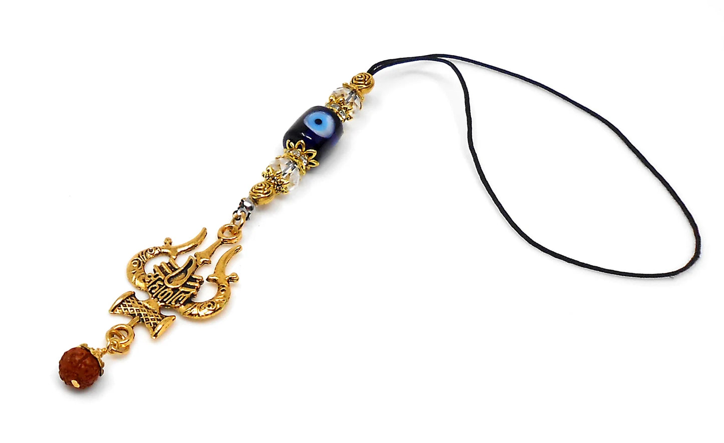 Evil Eye Protection Divine Shiva Trishul Pendant Car Mirror Hanging, Handbag/Backpack Hanging for Good Luck Protection