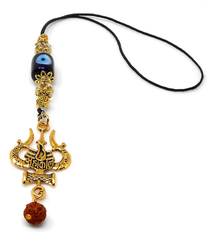 Evil Eye Protection Divine Shiva Trishul Pendant Car Mirror Hanging, Handbag/Backpack Hanging for Good Luck Protection