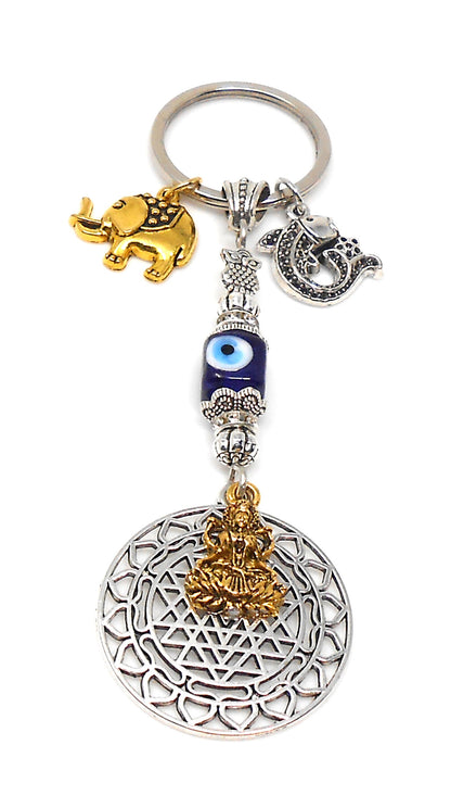 Divine Sri Yantra Evil Eye Protection KeyRing-Money Attraction Yantra/Amulet for Good Luck,Success,Fortune,Prosperity & phenomenal Abundance