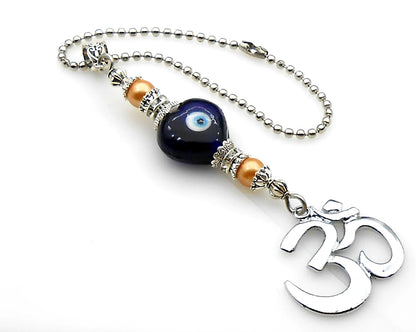 Evil Eye Protection, Divine OM Car Rear View Mirror Ornament-Handbag Hanging for Evil Eye Protection Amulet and Good Luck Protection