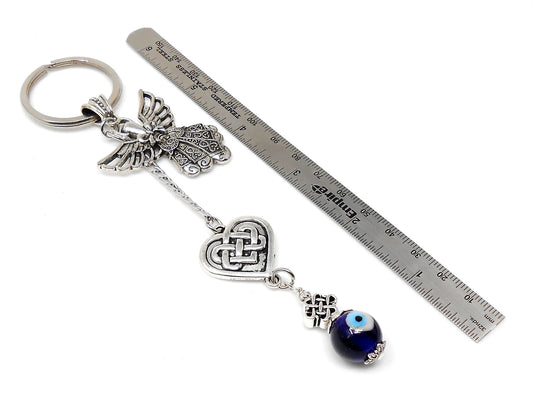 Guardian Angel | Evil Eye Protection | Bag Backpack Ornament | Angel Protection Key Ring | Good Luck Positive Vibes | Positive Vibrations