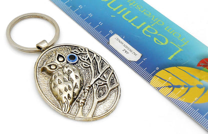 Owl | 3D Lucky Owl Evil Eye Protection KeyRing | Owl Good Luck Charm Ornament | Sharp Focus | Positive Vibes | Intuition Power | InnerWisdom
