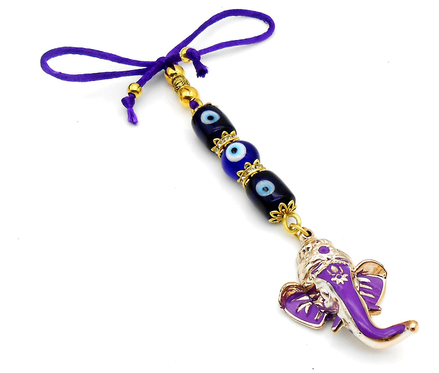 Ganesha | Evil Eye Protection | Car Rearview Mirror Ornament | Good Luck | Happiness | Good Fortune | Success | Prosperity | Spirituality