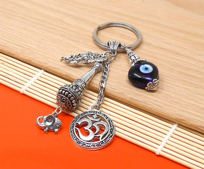 Evil eye Protection Lord Hanumanji Kavach(Amulet)-Indian Hindu Protection & Strength Key Ring for Home/Car/Office/Business-Hindu Deity Charm
