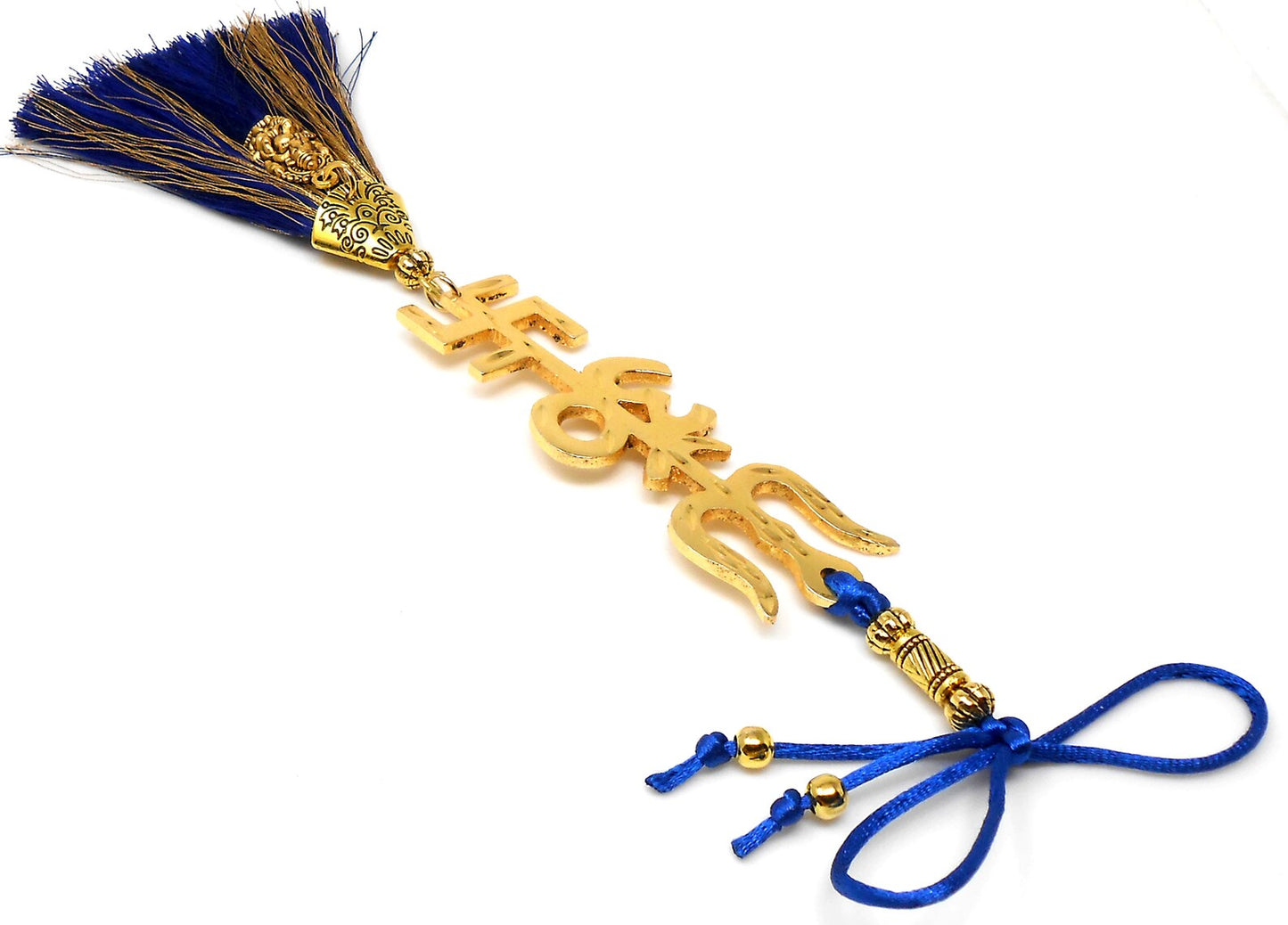 Trishakti Yantra | Trishul | OM | Swastik | Ganesha |Golden | Car Mirror Ornament | Good Luck | Positive Vibrations | Success | Prosperity