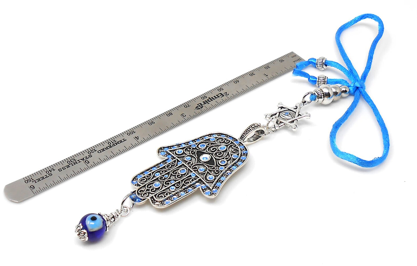 Evil Eye Protection Hamsa Hand & Davide Car Charm, Car Mirror Hanging/Spiritual Car Ornaments Handbag Hanging for Good Luck and Good Fortune
