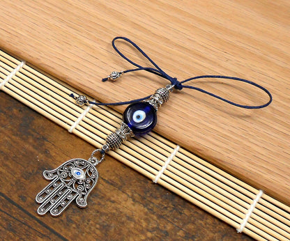 Evil Eye Protection Hamsa Hand Car Charm, Car Rear View Mirror Hanging/Spiritual Car Ornaments Handbag Hanging for Good Luck & Good Fortune