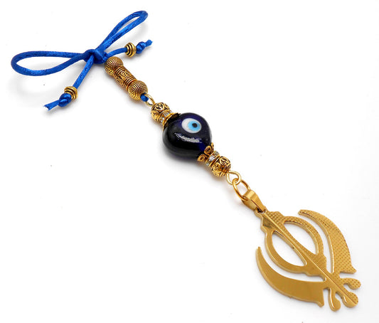 Khanda | Sikh Khanda Sahib | Evil Eye Protection Golden Car Rearview Mirror Ornament Hanging | New Car Gift