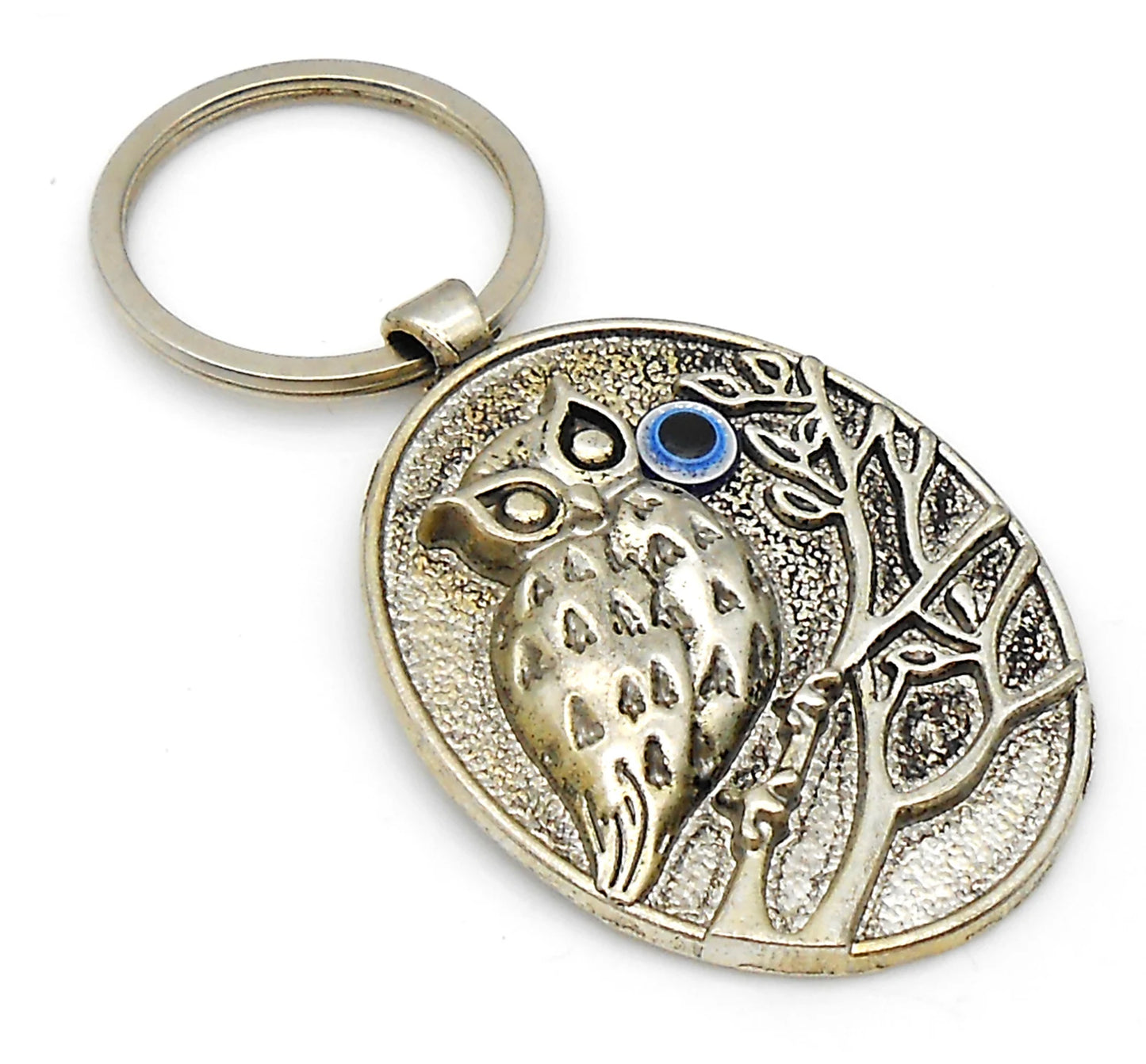 Owl | 3D Lucky Owl Evil Eye Protection KeyRing | Owl Good Luck Charm Ornament | Sharp Focus | Positive Vibes | Intuition Power | InnerWisdom