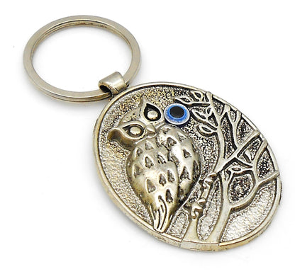 Owl | 3D Lucky Owl Evil Eye Protection KeyRing | Owl Good Luck Charm Ornament | Sharp Focus | Positive Vibes | Intuition Power | InnerWisdom