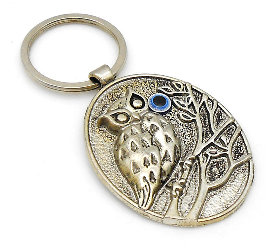 Owl | 3D Lucky Owl Evil Eye Protection KeyRing | Owl Good Luck Charm Ornament | Sharp Focus | Positive Vibes | Intuition Power | InnerWisdom