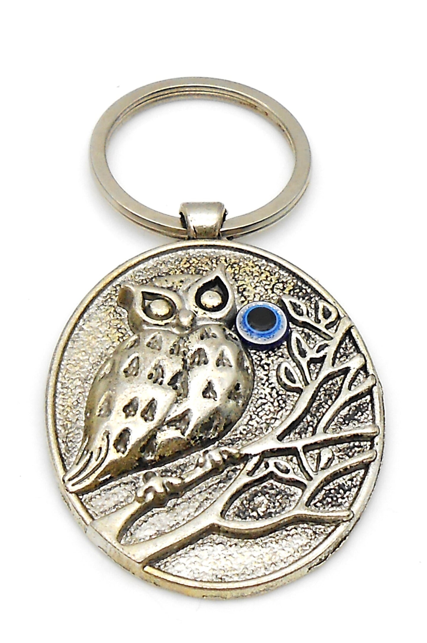 Owl | 3D Lucky Owl Evil Eye Protection KeyRing | Owl Good Luck Charm Ornament | Sharp Focus | Positive Vibes | Intuition Power | InnerWisdom