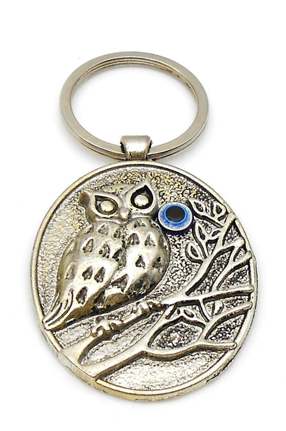 Owl | 3D Lucky Owl Evil Eye Protection KeyRing | Owl Good Luck Charm Ornament | Sharp Focus | Positive Vibes | Intuition Power | InnerWisdom