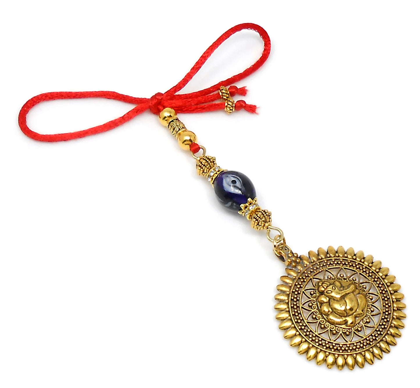 Ganesha | Evil Eye Protection | Car Rearview Mirror Ornament | Good Luck | Happiness | Good Fortune | Success | Prosperity