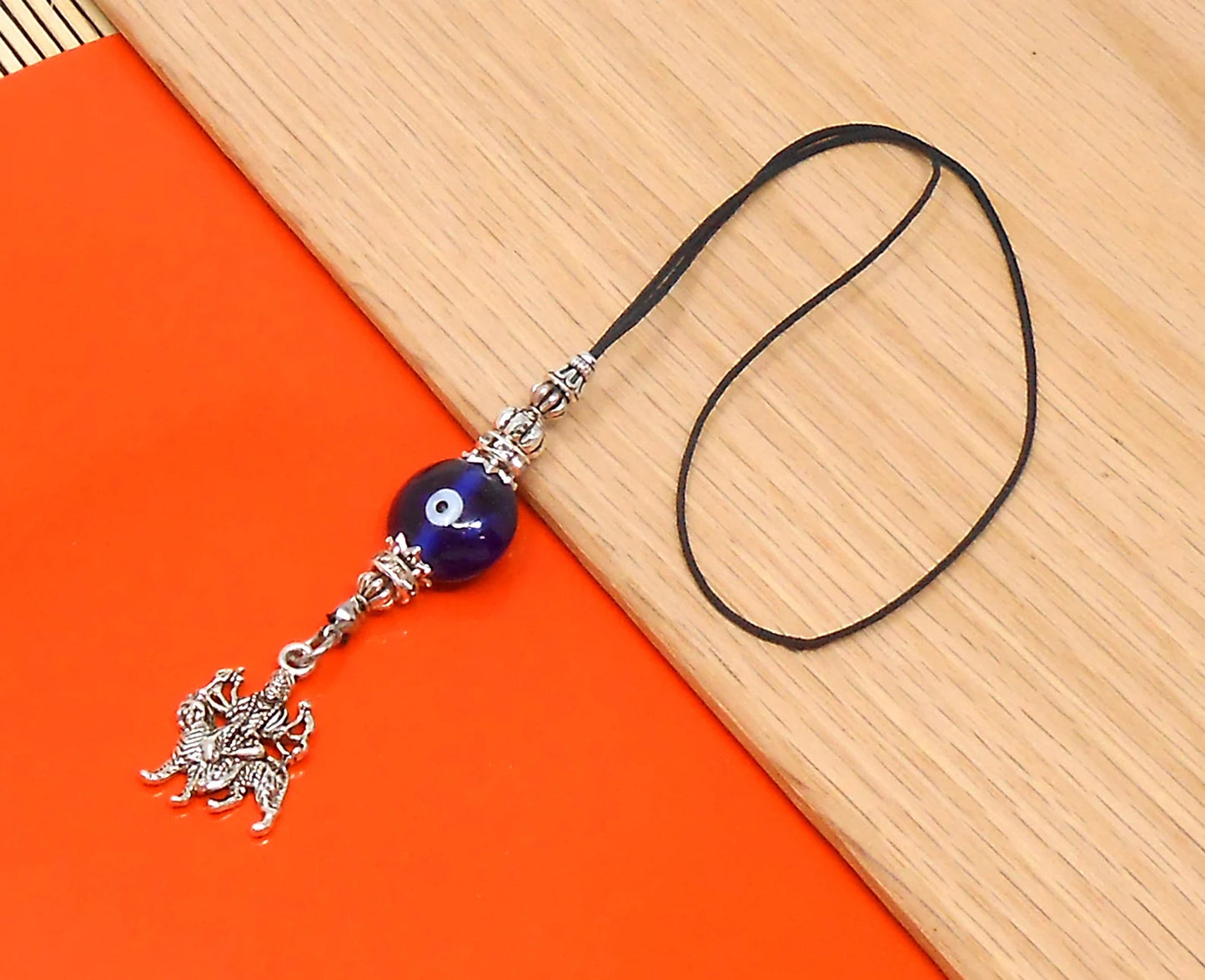 Evil Eye Protection Goddess Durga Maa Kavach(Amulet)-Cell Phone Dangler-Rear View Mirror Car Hanger- Hindu Goddess of Protection & Strength