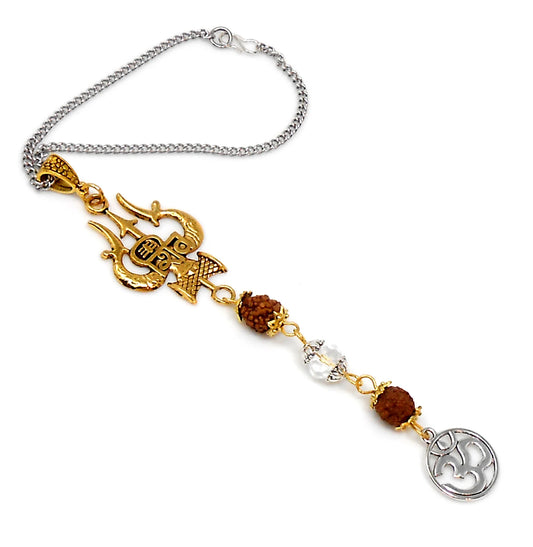 Evil Eye Protection Divine Shiva Trishul Pendant Car Mirror Hanging, Handbag/Backpack Haning for Good Luck Protection