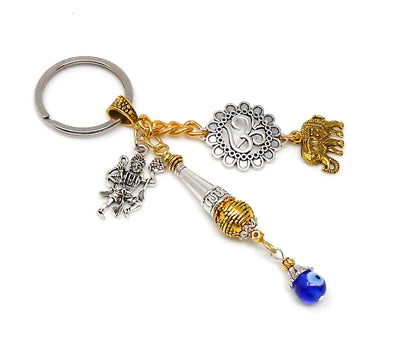 Evil eye Protection Lord Hanumanji Kavach(Amulet)-Indian Hindu Protection & Strength Key Ring for Home/Car/Office/Business-Hindu Deity Charm