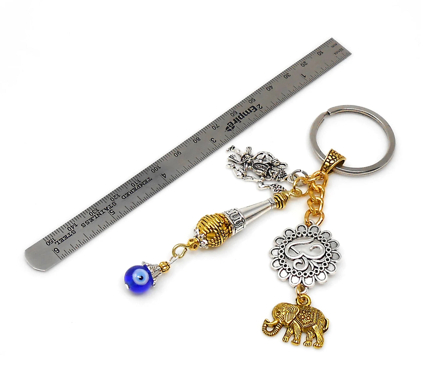 Evil eye Protection Lord Hanumanji Kavach(Amulet)-Indian Hindu Protection & Strength Key Ring for Home/Car/Office/Business-Hindu Deity Charm