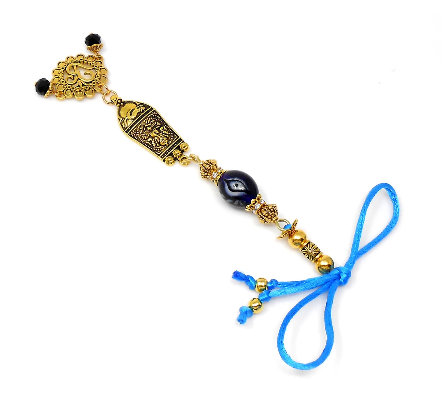 Ganesha | Evil Eye Protection | Car Rearview Mirror Ornament | Good Luck | Happiness | Good Fortune | Success | Prosperity | Spirituality