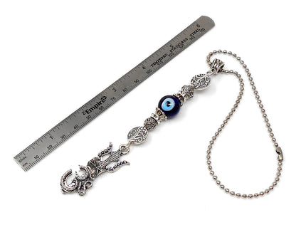Evil Eye , Evil Eye Protection, Shiva Trishul Damru & OM Car Mirror Hanging- Shiva/Mahadev Trishul Pendant Charm Evil eye protection Hanging
