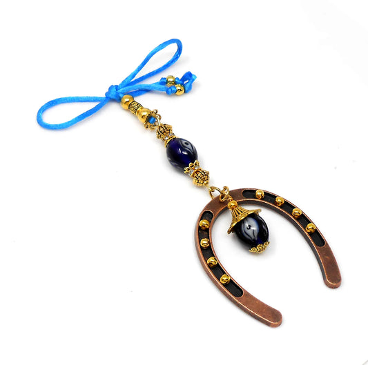 Lucky Horseshoe Evil Eye Protection Hanging for Home/Office Door-Rear View Mirror Car Charm-Good Luck Housewarming Gift for your Friends