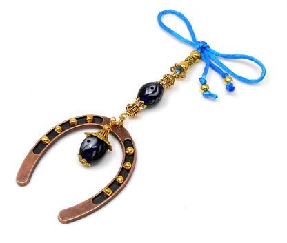 Lucky Horseshoe Evil Eye Protection Hanging for Home/Office Door-Rear View Mirror Car Charm-Good Luck Housewarming Gift for your Friends