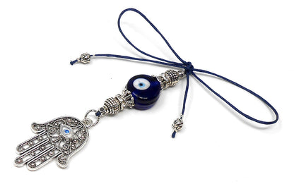 Evil Eye Protection Hamsa Hand Car Charm, Car Rear View Mirror Hanging/Spiritual Car Ornaments Handbag Hanging for Good Luck & Good Fortune