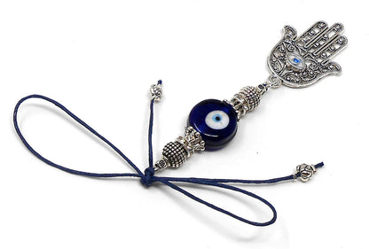 Evil Eye Protection Hamsa Hand Car Charm, Car Rear View Mirror Hanging/Spiritual Car Ornaments Handbag Hanging for Good Luck & Good Fortune