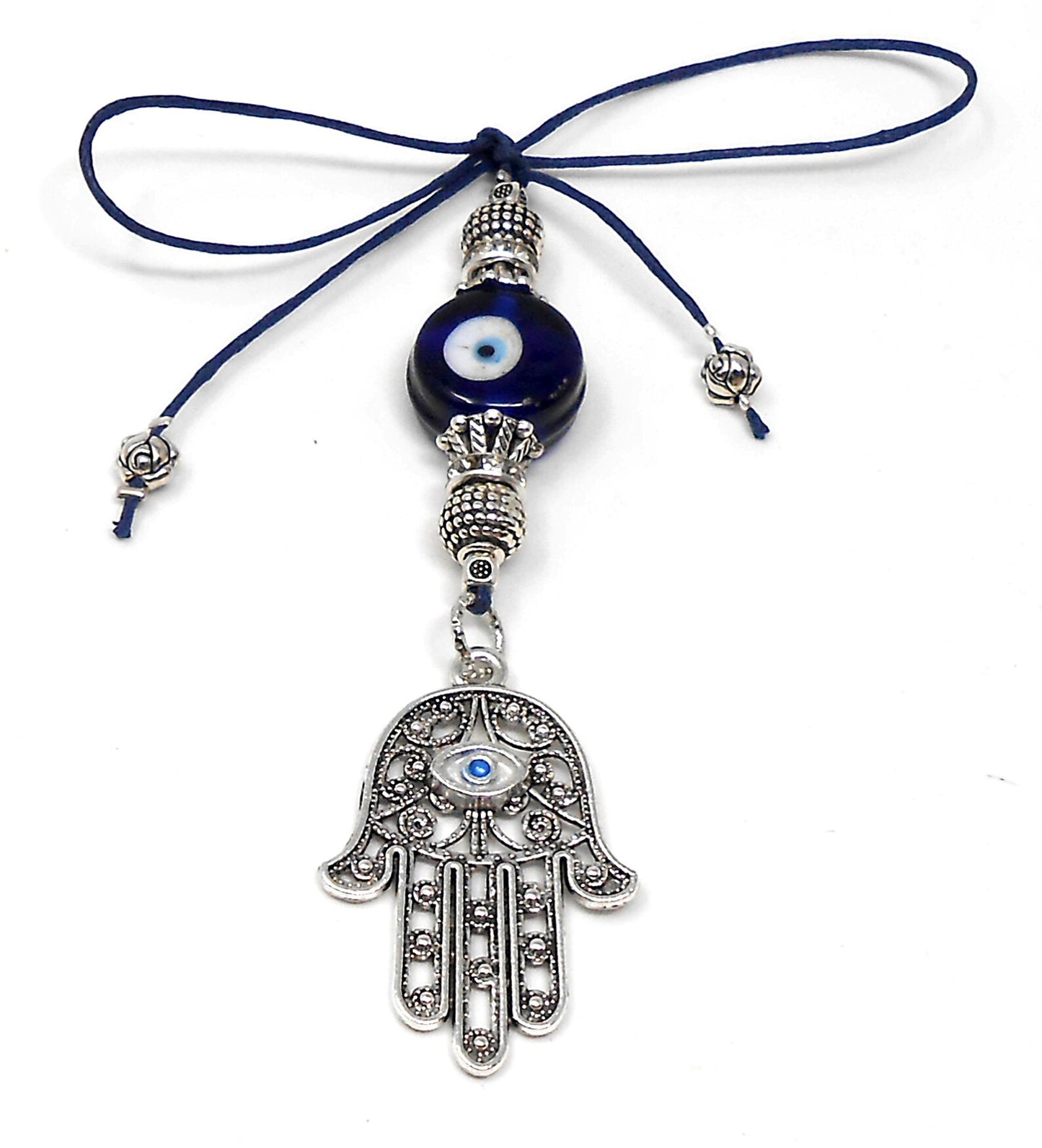 Evil Eye Protection Hamsa Hand Car Charm, Car Rear View Mirror Hanging/Spiritual Car Ornaments Handbag Hanging for Good Luck & Good Fortune