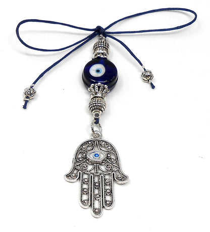Evil Eye Protection Hamsa Hand Car Charm, Car Rear View Mirror Hanging/Spiritual Car Ornaments Handbag Hanging for Good Luck & Good Fortune