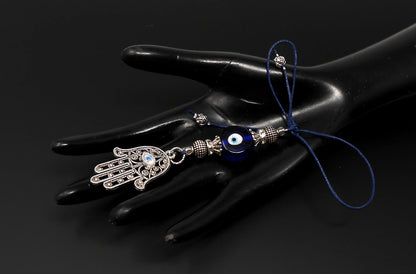Evil Eye Protection Hamsa Hand Car Charm, Car Rear View Mirror Hanging/Spiritual Car Ornaments Handbag Hanging for Good Luck & Good Fortune