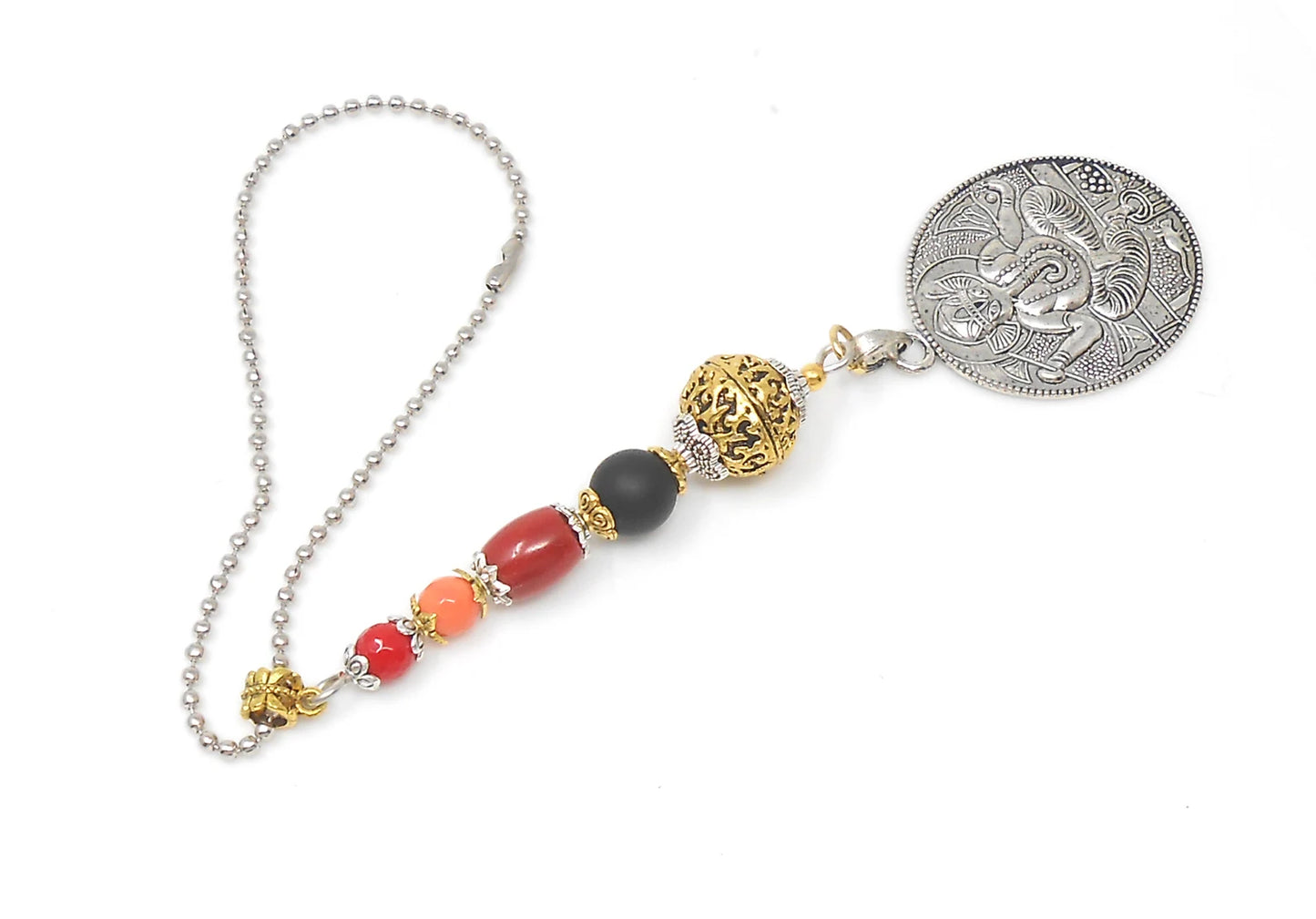 Ganesha | Evil Eye Protection | Car Rearview Mirror Ornament | Good Luck | Happiness | Good Fortune | Success | Prosperity | Spirituality
