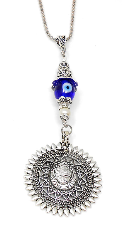 Goddess Durga Traditional Highly Spiritual Car Rear View Mirror Hanging-Evil Eye Protection Durga Charm Hindu Hinduism Religious Pendant