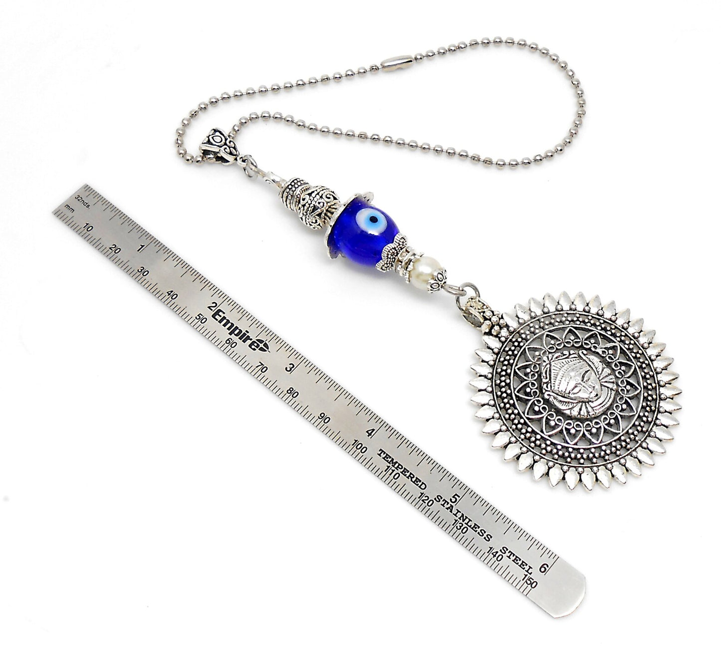 Goddess Durga Traditional Highly Spiritual Car Rear View Mirror Hanging-Evil Eye Protection Durga Charm Hindu Hinduism Religious Pendant