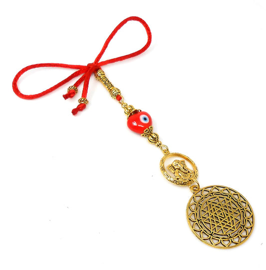 Divine Sri Yantra Evil Eye Protection Car Hanging-Money Attraction Yantra for Good Luck, Success, Fortune, Prosperity & phenomenal Abundance