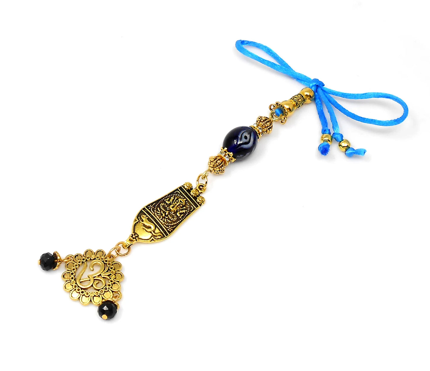 Ganesha | Evil Eye Protection | Car Rearview Mirror Ornament | Good Luck | Happiness | Good Fortune | Success | Prosperity | Spirituality
