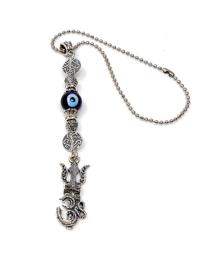 Evil Eye , Evil Eye Protection, Shiva Trishul Damru & OM Car Mirror Hanging- Shiva/Mahadev Trishul Pendant Charm Evil eye protection Hanging