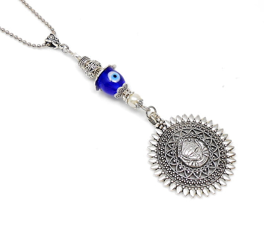 Goddess Durga Traditional Highly Spiritual Car Rear View Mirror Hanging-Evil Eye Protection Durga Charm Hindu Hinduism Religious Pendant