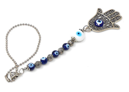 OM | Evil Eye Protection | Antique Silver Plated | Car Rearview Mirror Ornament | Good Luck | Positive Vibes | Positive Vibrations
